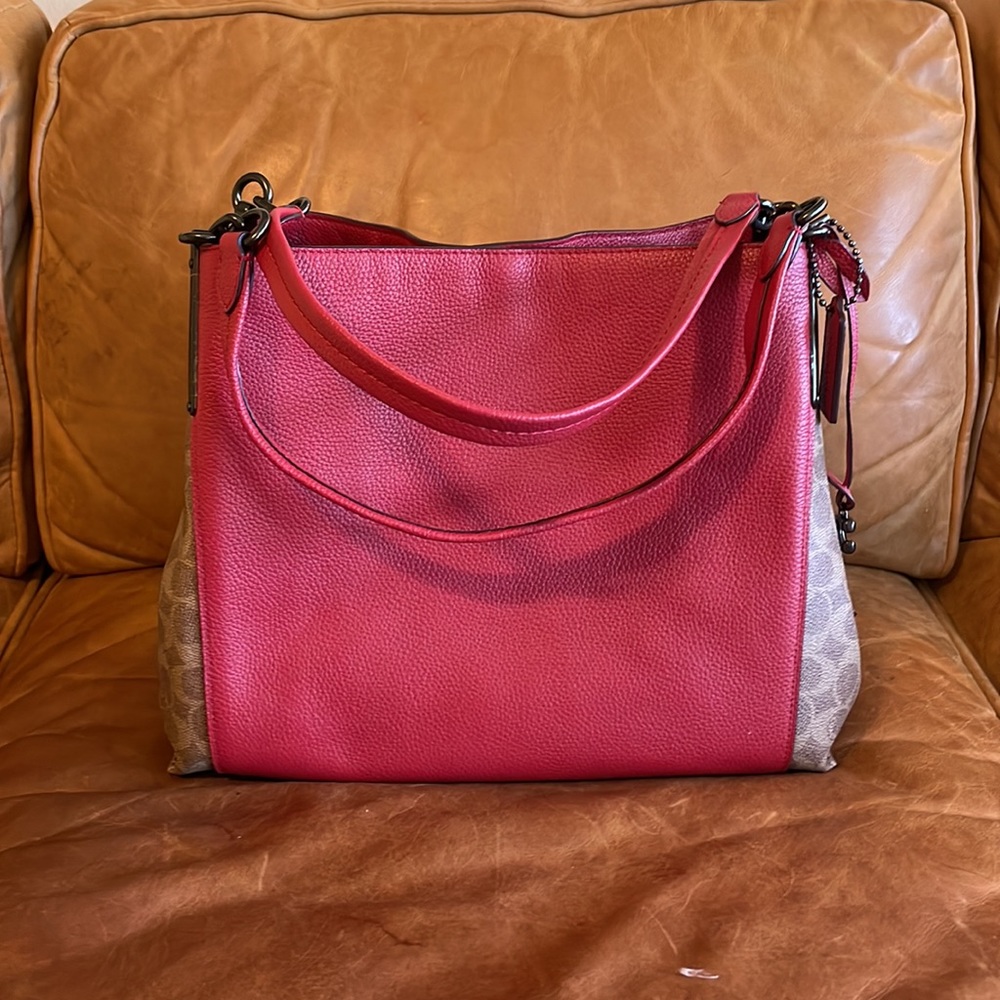 NEW Coach Dalton 31 (76078 Red & Signature Canvas)